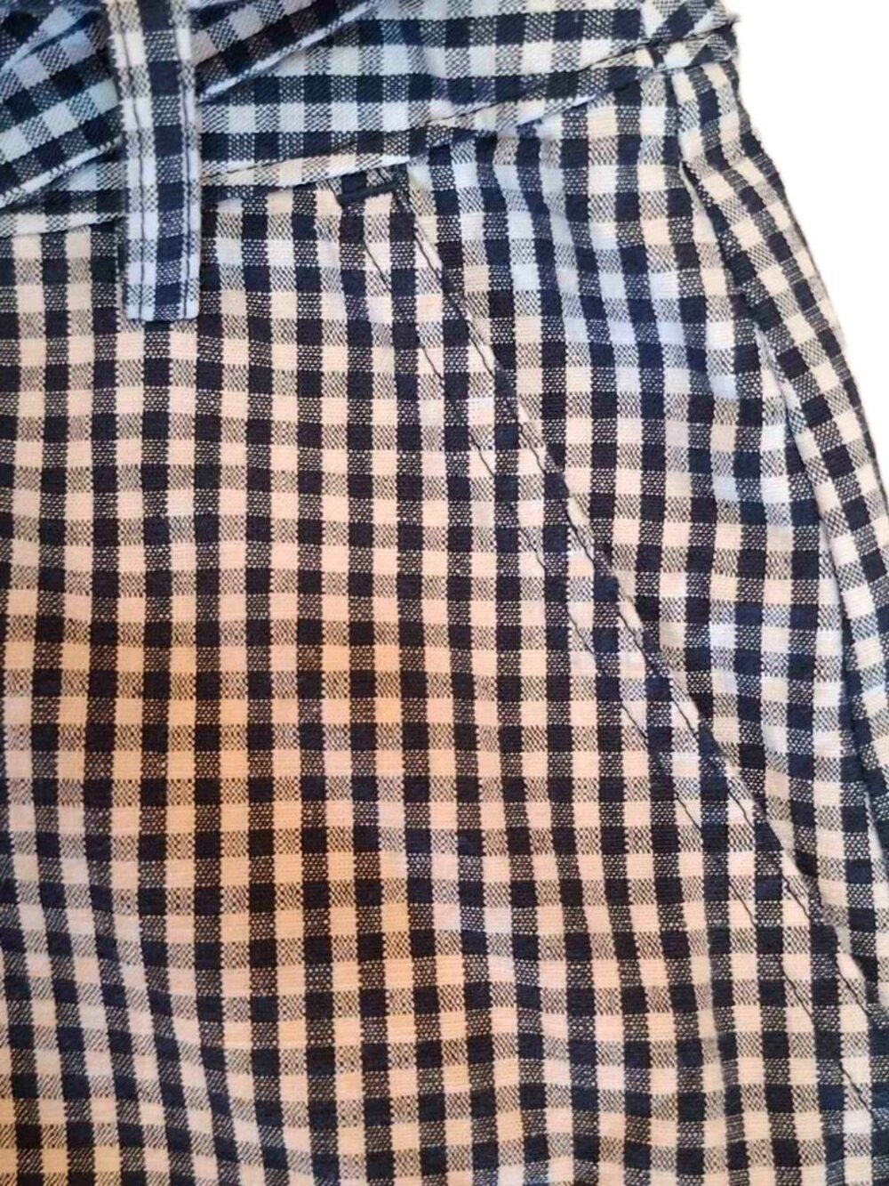 Liz Claiborne Cotton Black White Gingham Preppy Belted Cottagecore Chic Skirt 10 - Picture 5 of 10
